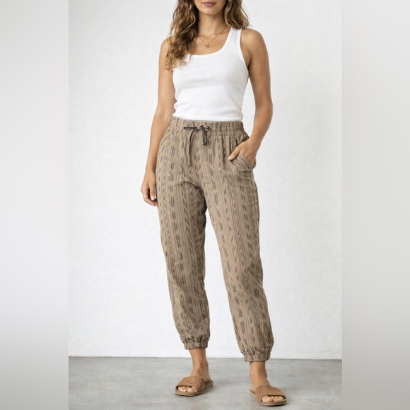 Prana Pants - PrAna Women's Jogger Arlie Dark Khaki Jacquard Large